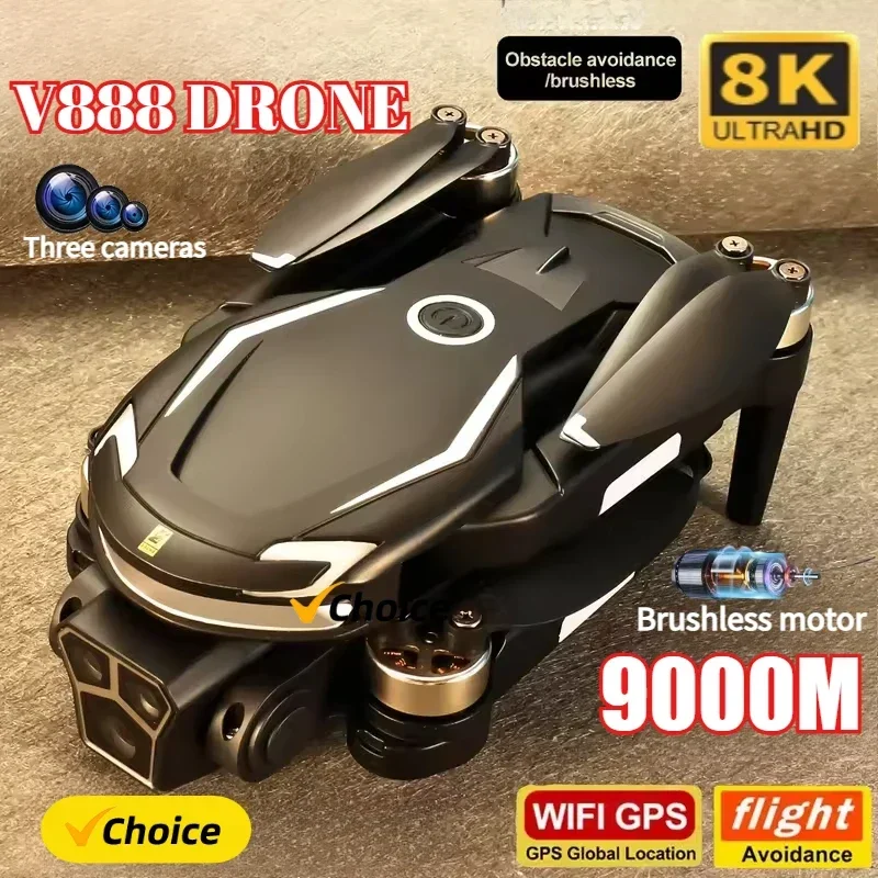 새로운 V888 드론 8K GPS 트리플 카메라 전문  - Drone Surveying 리뷰 및 가격